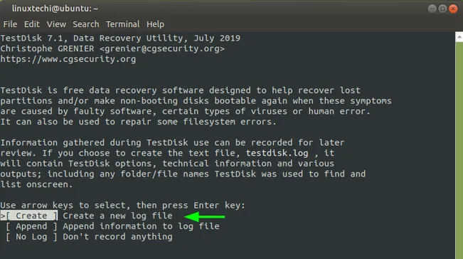 testdisk-create-option-linux
