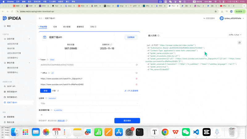 视频数据集下载 API测试