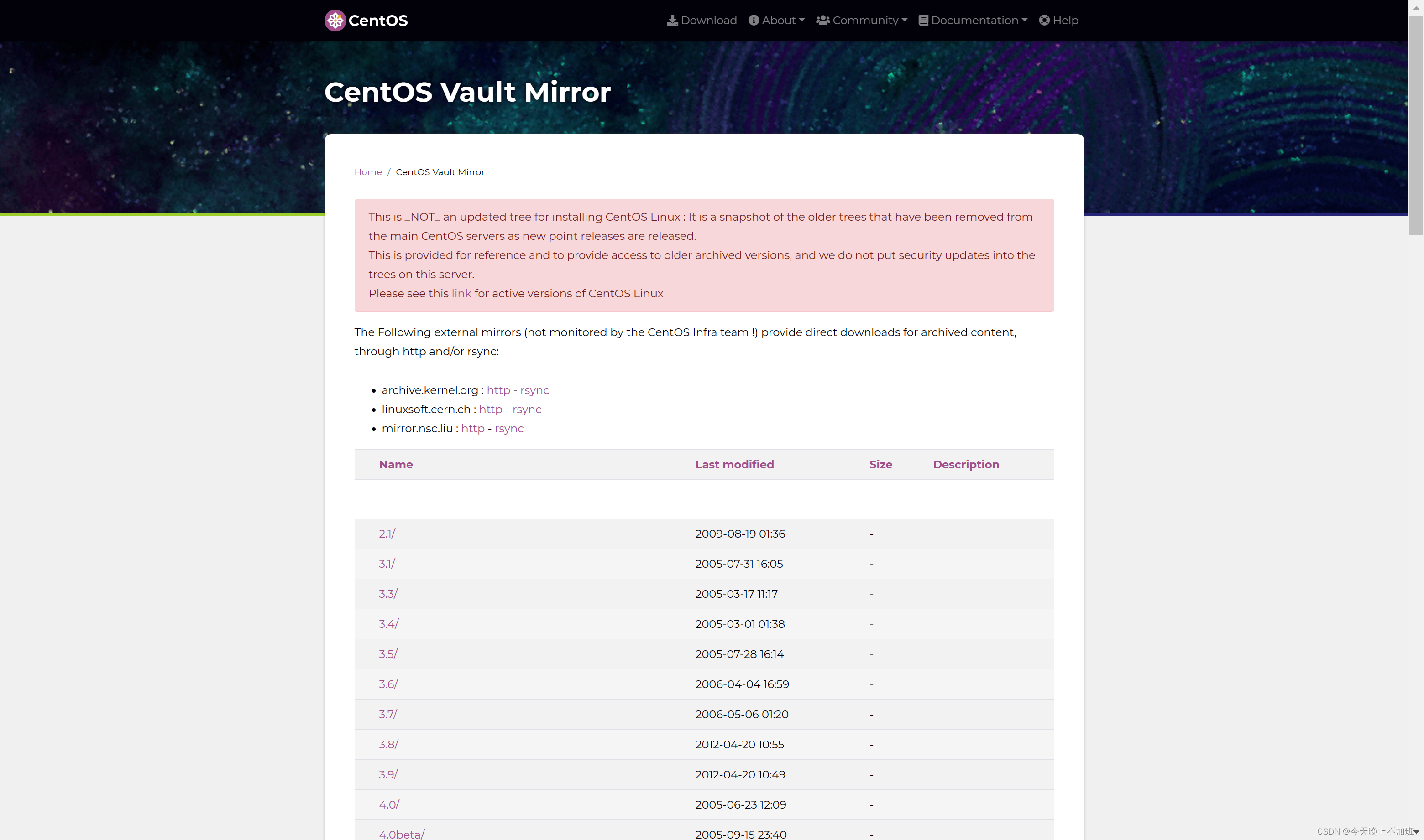 1.1进入CentOs官网镜像下载地址