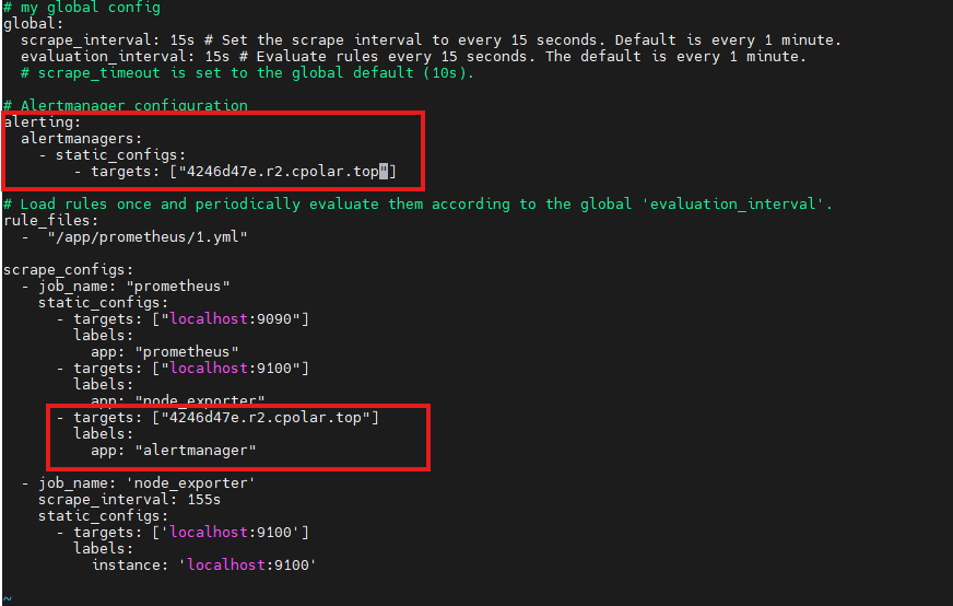 4.在prometheus上配置alertmanager