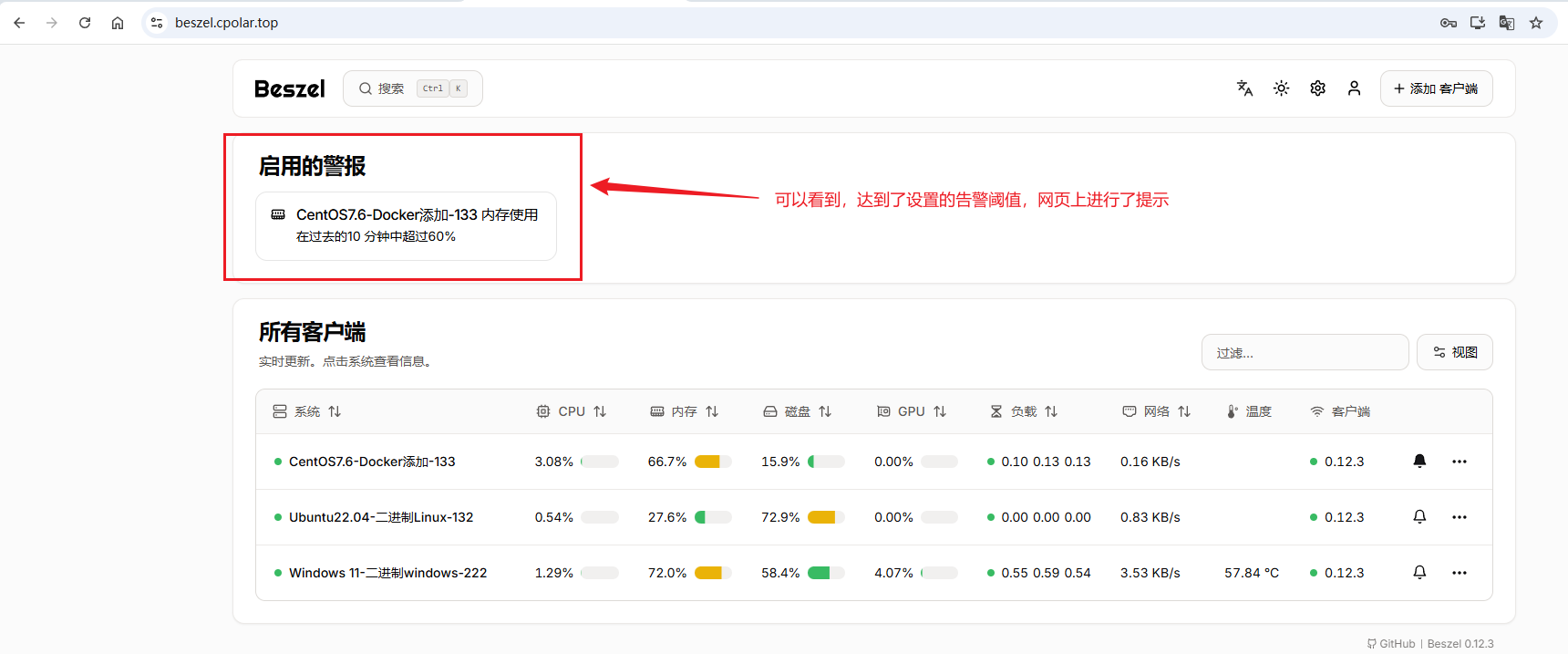 3.4 测试Beszel的资源告警_图3