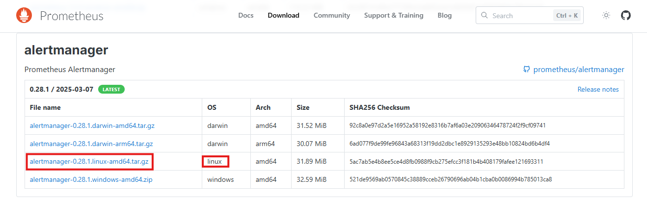 1. 在 CentOS 7 上安装 Alertmanager